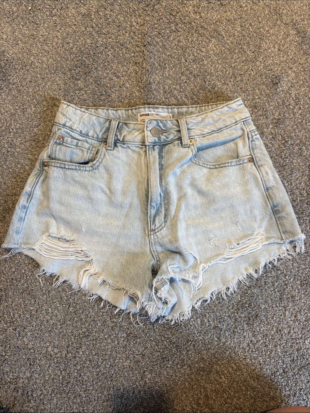 Garage Light Blue Distressed Denim Shorts